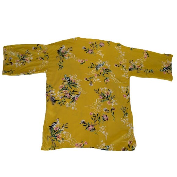Cotton:On Yellow Floral Kimono Cardigan XS/S | Lightweight Boho Duster - Picture 6 of 9